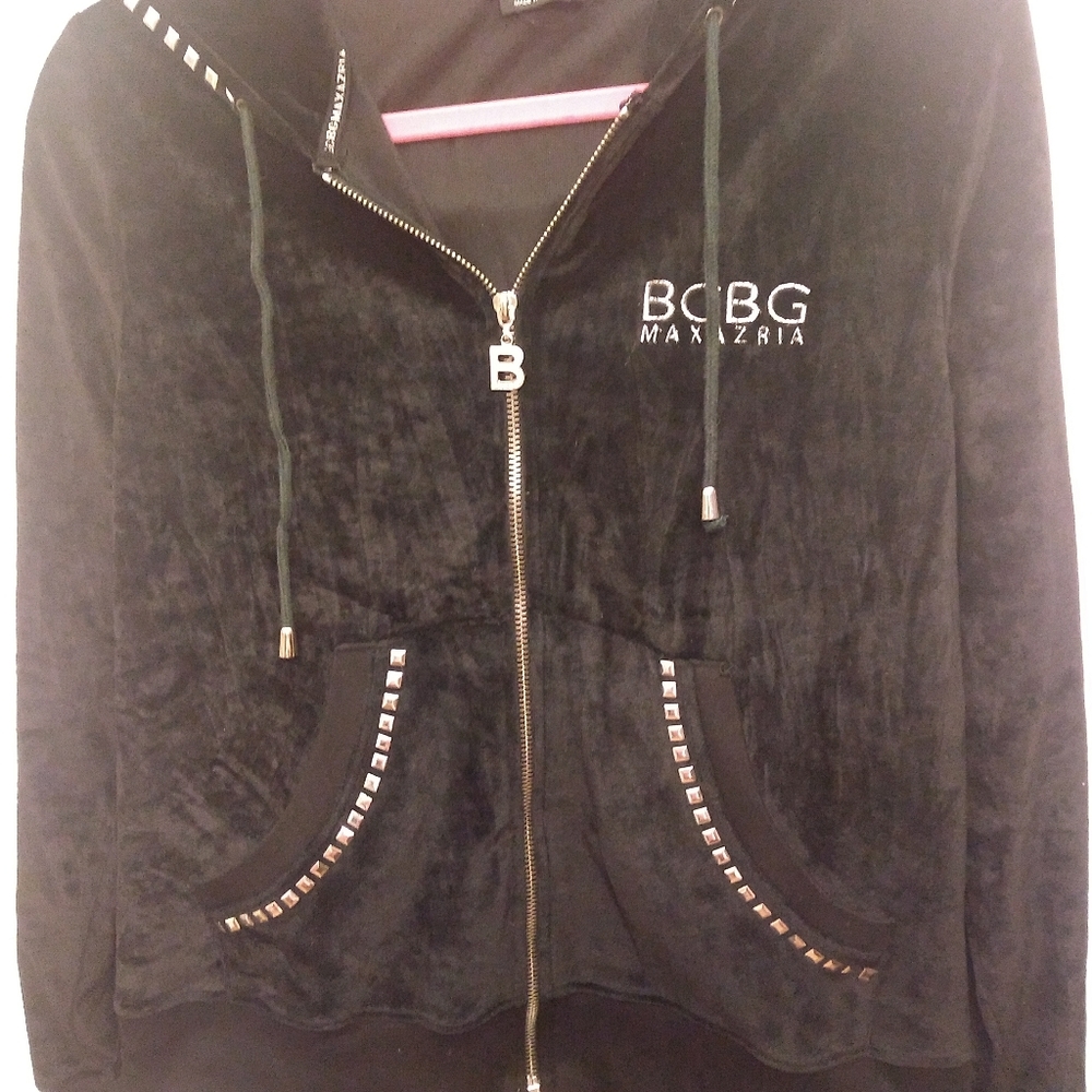 BCBGMaxAzria black velour studded tracksuit jacket XL